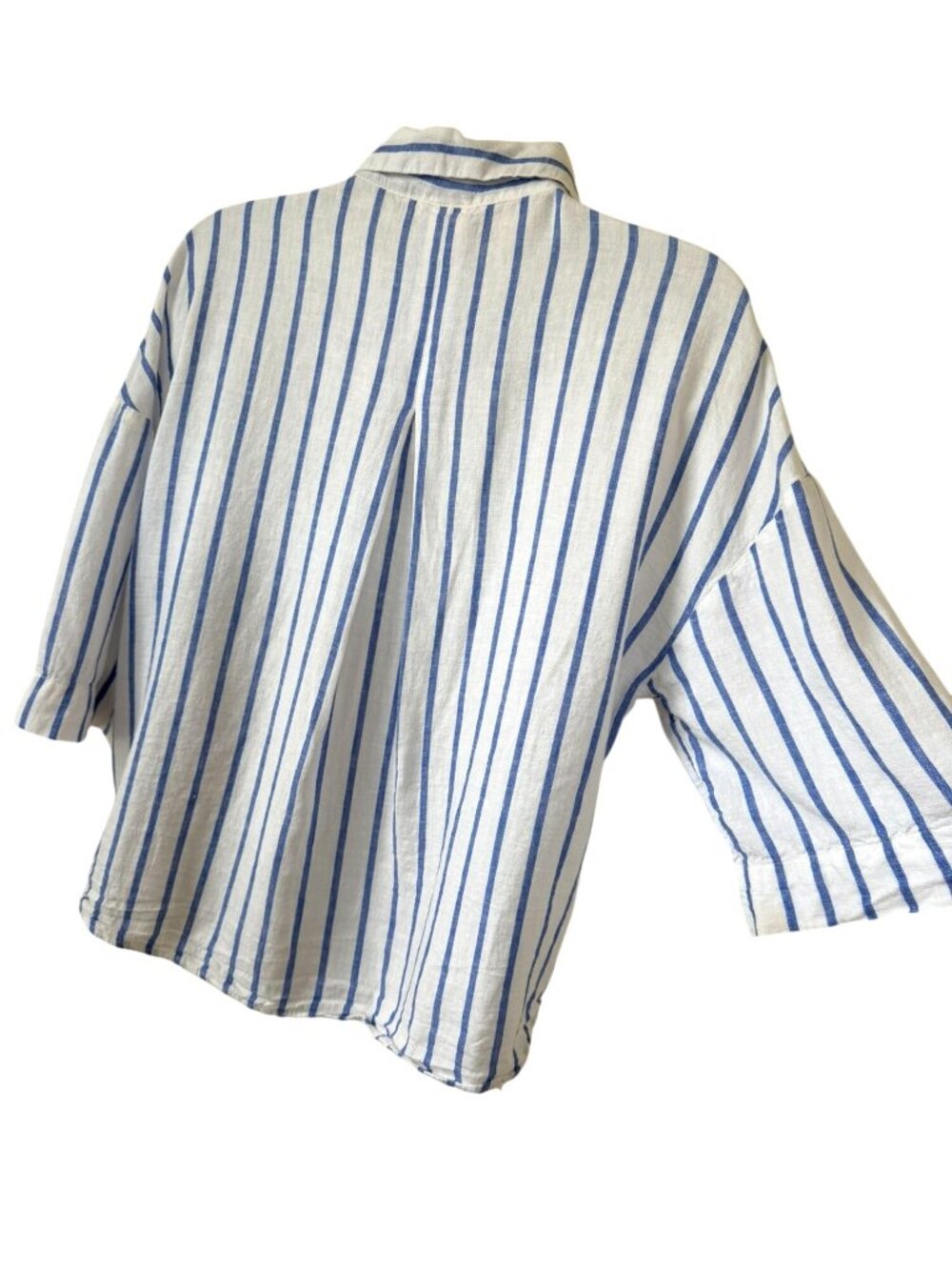 H&M Linen Blend Striped Button-Up Collared Shirt Women's XS - Picture 3 of 10